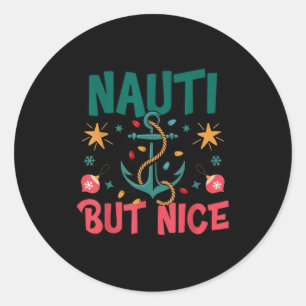 Sticker Rond Blague de Noël nautique drôle mais gentille