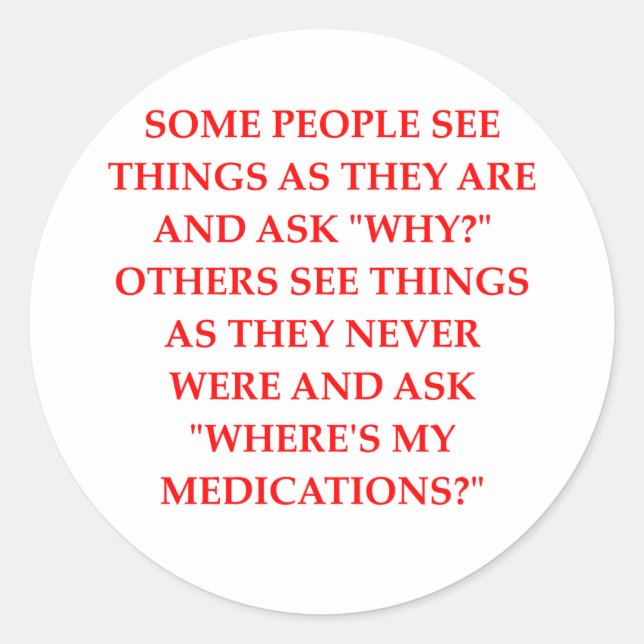 Sticker Rond blague de psychiatre fou (Devant)