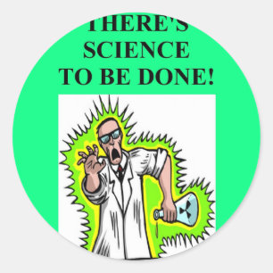 Sticker Rond blague de scientifique fou