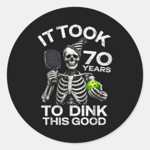 Sticker Rond Blague drôle de dink de squelette de pickleball po