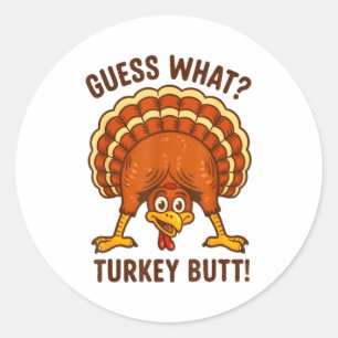Sticker Rond Blague drôle de Thanksgiving pour enfants Mème Dev