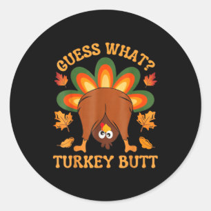 Sticker Rond Blague drôle de Thanksgiving pour enfants Mème Dev