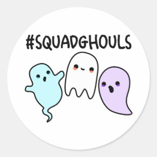 Sticker Rond Blagues de fantômes de groupe drôles de Halloween 