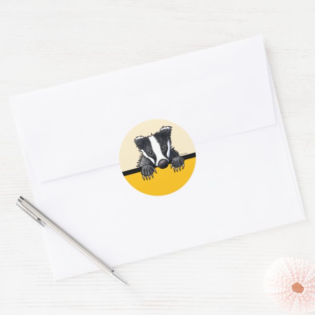 Sticker Rond Blaireau Mignon (Enveloppe)