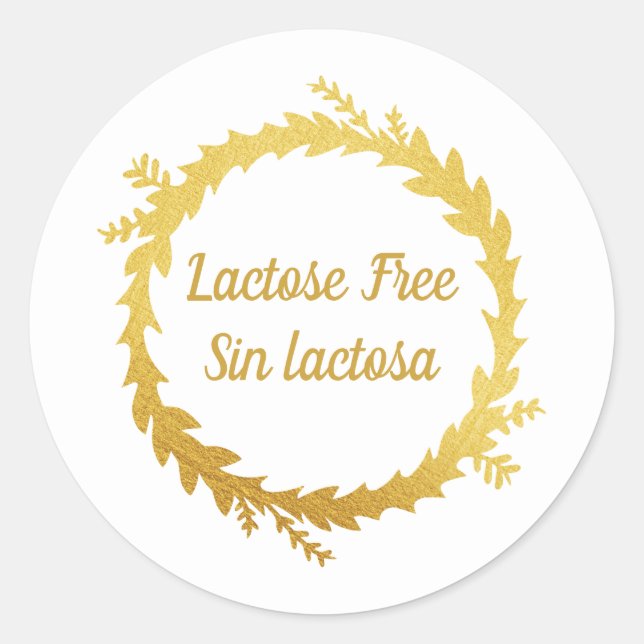 Sticker Rond Blanc Bilingue Golden Sans Lactose - Sin Lactosa (Devant)