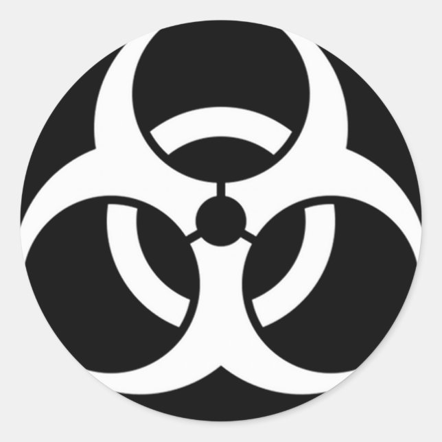 Sticker Rond blanc biodanger sur noir (Devant)