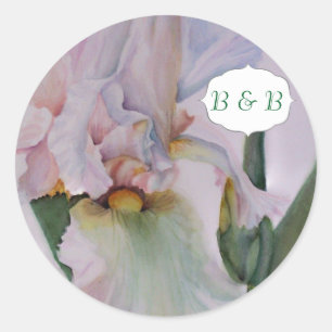 STICKER ROND BLANC BLANC IRIS EAU COULEUR FLEURS BLANC