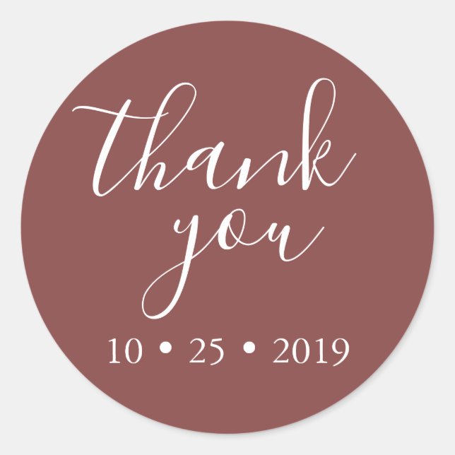 Sticker Rond blanc bordeaux merci mariage élégant (Devant)