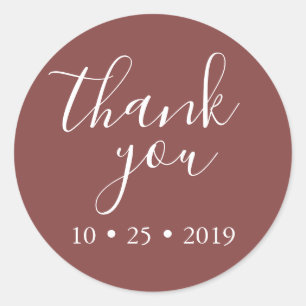 Sticker Rond blanc bordeaux merci mariage élégant
