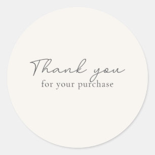 Sticker Rond blanc cassé, Merci blanc chaud pour votre achat