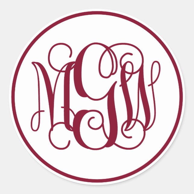 Sticker Rond Blanc de Bourgogne Monogramme écriture vigne, DIY  (Devant)