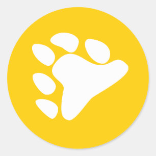 STICKER ROND BLANC DE SYMBOLE DE PATTE D'OURS