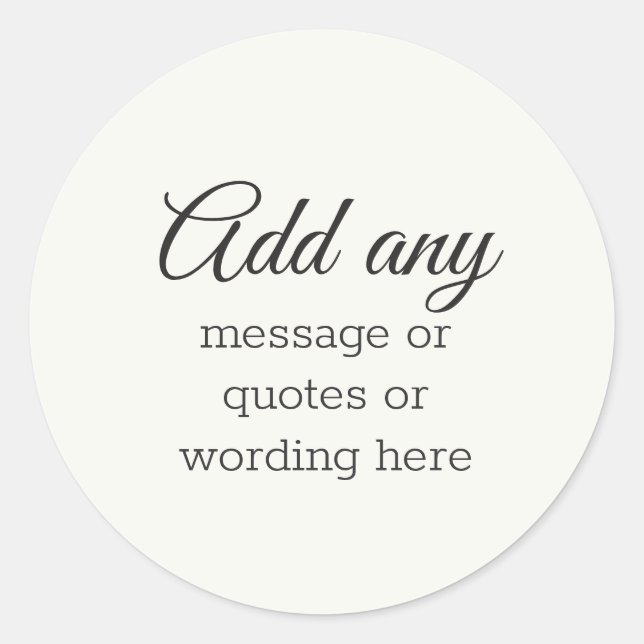 Sticker Rond Blanc Élégant Simple PERSONNALISÉ (Devant)