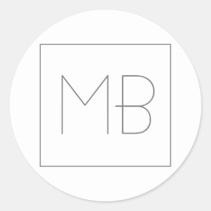 Sticker Rond Blanc Élégant Unique Monogramme