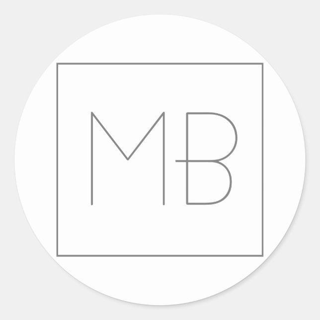 Sticker Rond Blanc Élégant Unique Monogramme (Devant)