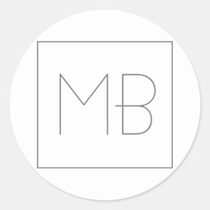 Sticker Rond Blanc Élégant Unique Monogramme