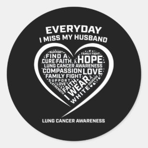 Sticker Rond Blanc En Mémoire De Mlle Mon Mari Cancer Du Poumon