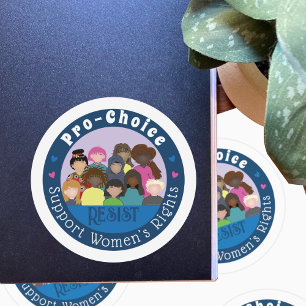 Sticker rond blanc et bleu Pro-Choice
