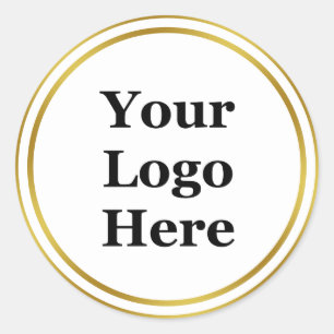 Sticker Rond Blanc et Faux Gold Votre logo ici