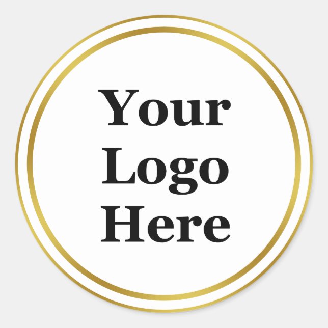 Sticker Rond Blanc et Faux Gold Votre logo ici (Devant)
