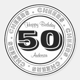 Sticker Rond Blanc et noircissez l'anniversaire 50