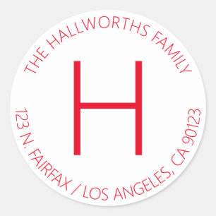 Sticker Rond Blanc et rouge minimaliste moderne