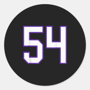 Sticker Rond Blanc Et Violet Numéro 54 Joueur Jersey Uniforme #