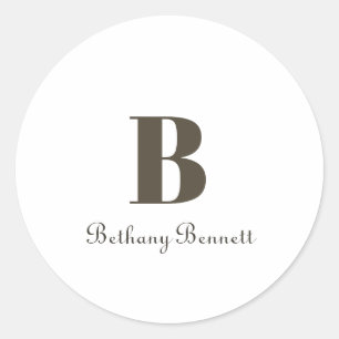 Sticker Rond Blanc fait sur commande de nom d'initiale de