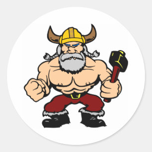 Sticker Rond Blanc Mad Viking