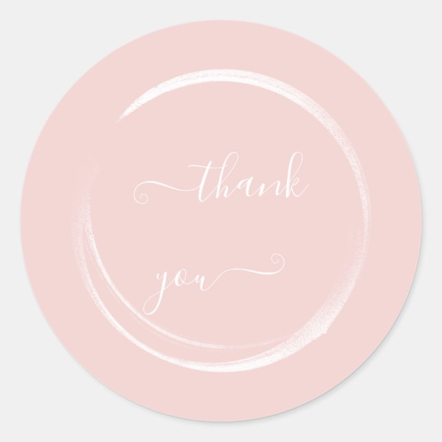 Sticker Rond Blanc Merci Poudre Rose Blanche Faveur  (Devant)