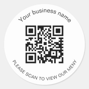 Sticker Rond Blanc noir bar restaurant menu qr code