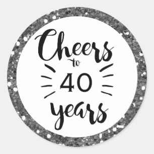 Sticker Rond Blanc noir et argent 40e anniversaire