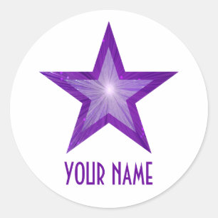 Sticker Rond Blanc rond pourpre d'autocollant de "nom" d'étoil