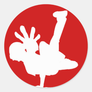 Sticker Rond Blanc/rouge d'autocollant de BBOY