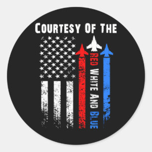 Sticker Rond Blanc Rouge Et Bleu 4 juillet Patriotique