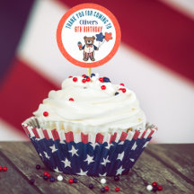 Blanc rouge et bleu Merci d'anniversaire Favoriser