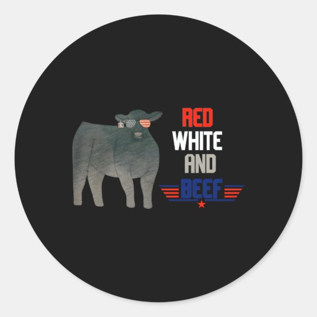Sticker Rond Blanc Rouge Et Boeuf (Devant)