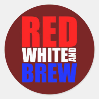 Sticker Rond Blanc rouge et brun 4 juillet Fête de l'Indépendan