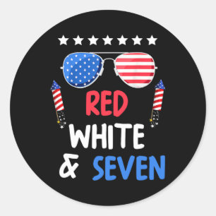 Sticker Rond Blanc Rouge Et Sept 7E Anniversaire 4 juillet Inde