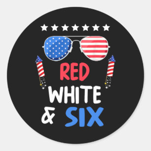 Sticker Rond Blanc Rouge Et Six Ans 4 juillet Indepen
