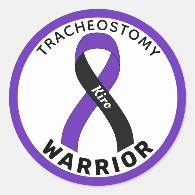 Sticker rond blanc Tracheostomy Warribbon (Devant)