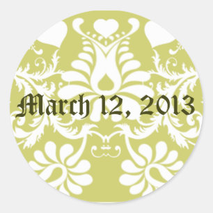 Sticker Rond Blanc Vintage mariage floral Faveurs