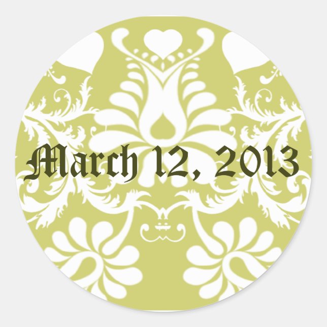 Sticker Rond Blanc Vintage mariage floral Faveurs (Devant)