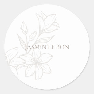 Sticker Rond BLANCHE Chic minimaliste floral