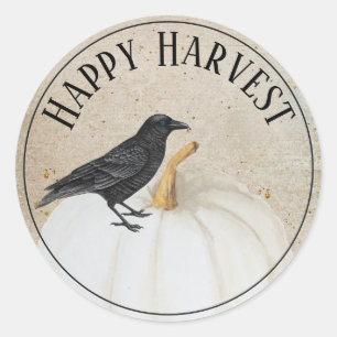 Sticker Rond Blancs Citrouille Happy Harvest