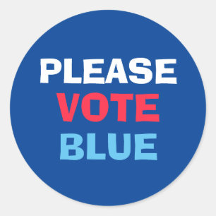 Sticker Rond Blancs rouges et bleus, s'il vous plaît, votez l'