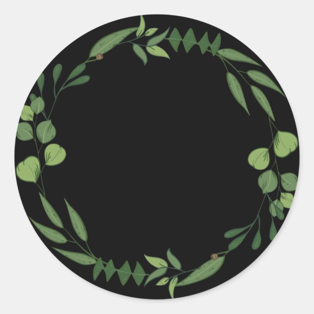 Sticker Rond Blank Elegant aquarelle ornement feuillus Classic  (Devant)
