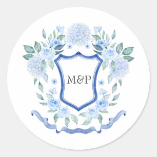 Sticker Rond Blason de monogramme floral