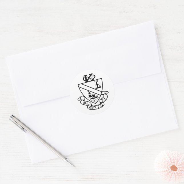Sticker Rond Blason de Phi Chi Theta | N&B (Enveloppe)