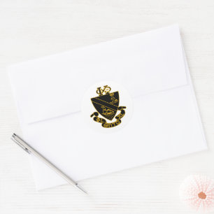 Sticker Rond Blason de Phi Chi Theta Or et Noir